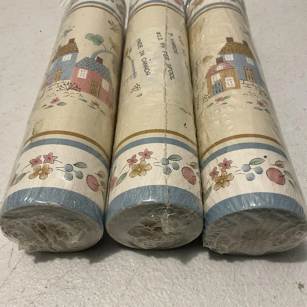 VTG Heartland Pattern Wallpaper Boarder 3 Rolls Cottage Core 45 Feet